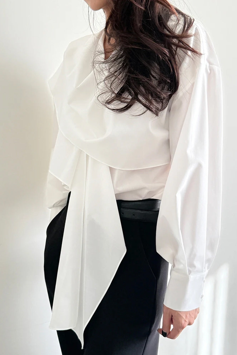 Long Sleeve Elegant Shawl Patchwork Office Blouse Shirt