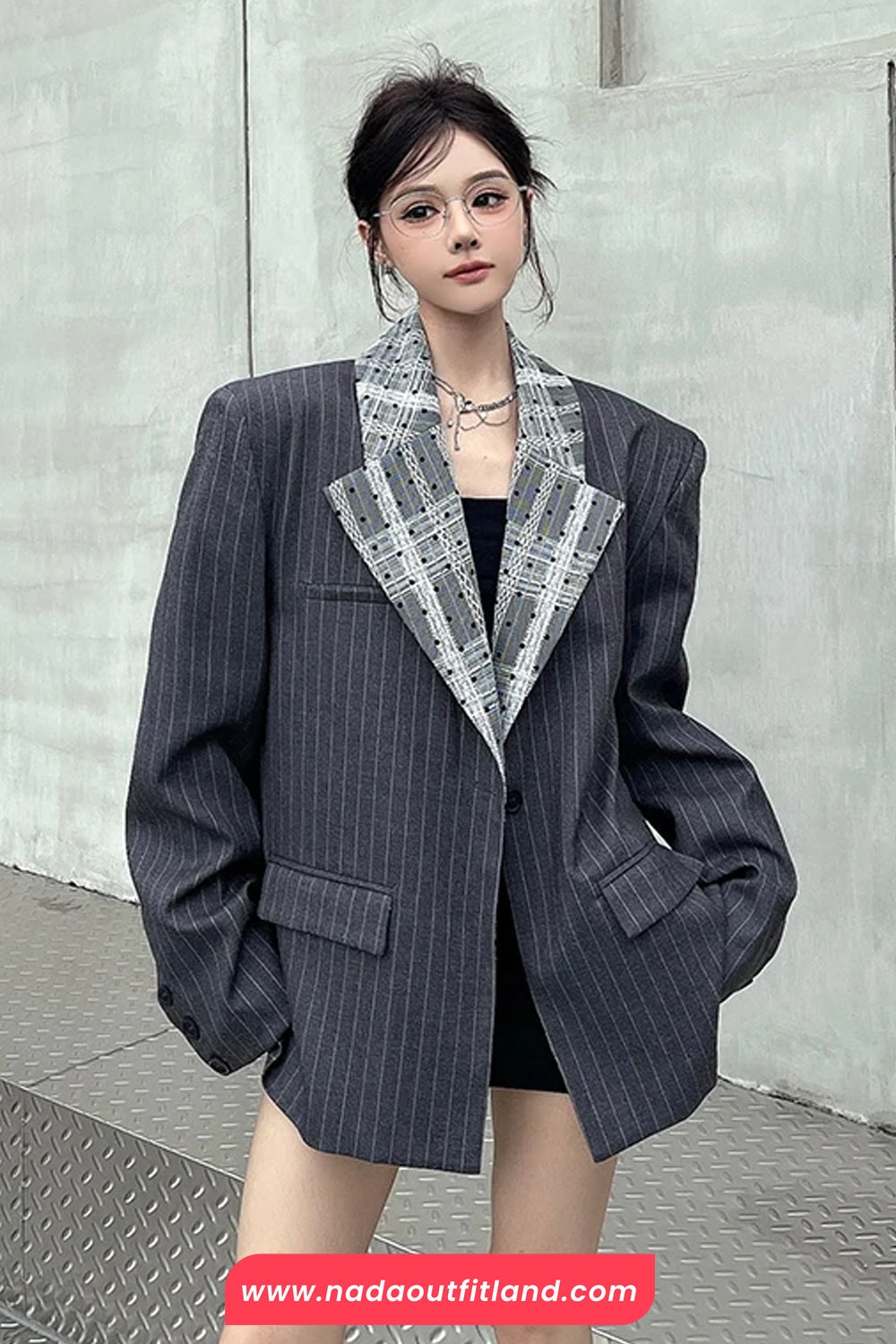 Loose Elegant Striped Office Blazer Coat