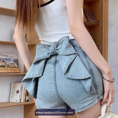 Cute 3D Bow Style Denim Shorts