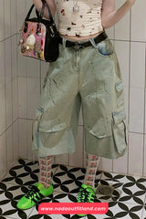 High Waist Knee Length Cute Dogs Pattern Jeans Pants
