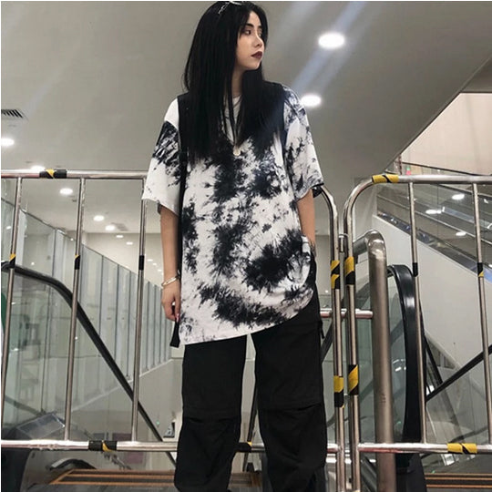 Tie Dye Style Short Sleeve Loose Shirt