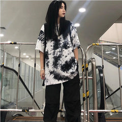 Tie Dye Style Short Sleeve Loose Shirt