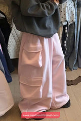 Loose Wide Leg Cargo Pockets Sweatpants
