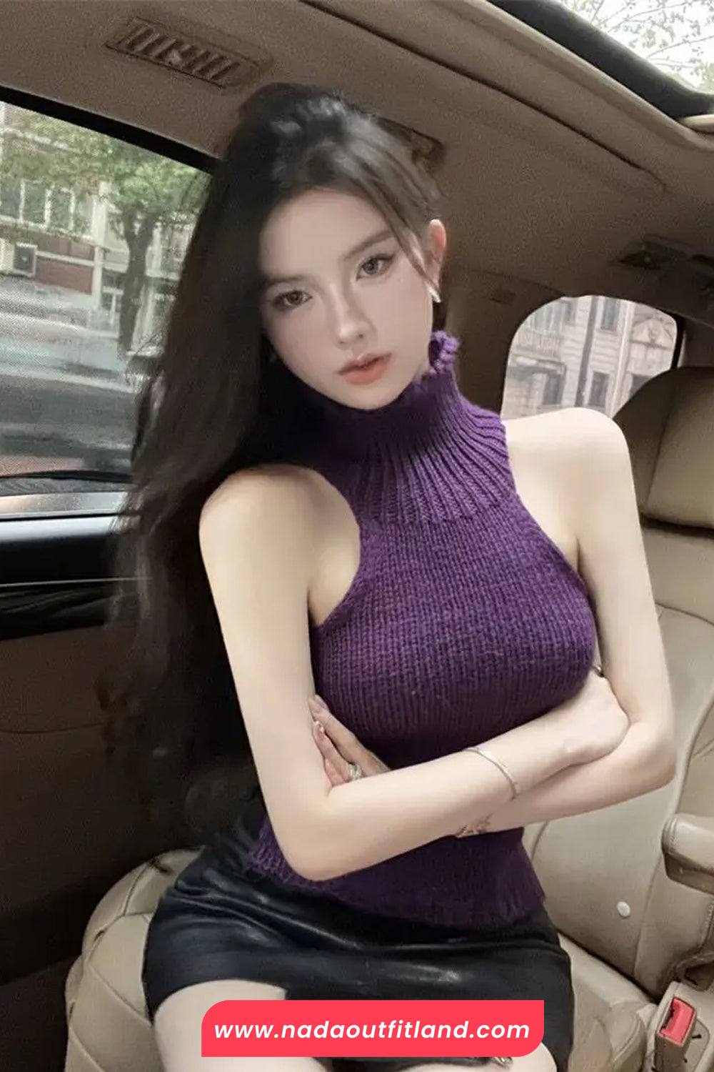 Sexy Turtleneck Backless Hollow Out Crop Tops