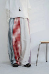 Loose Wide Leg Plaid Patchwork Streetwear Pants