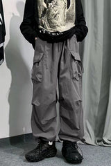 Elastic Waist Side Pocket Cargo Pants