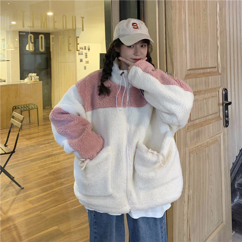 Loose Zip Up Winter Fleece Coat Jackets