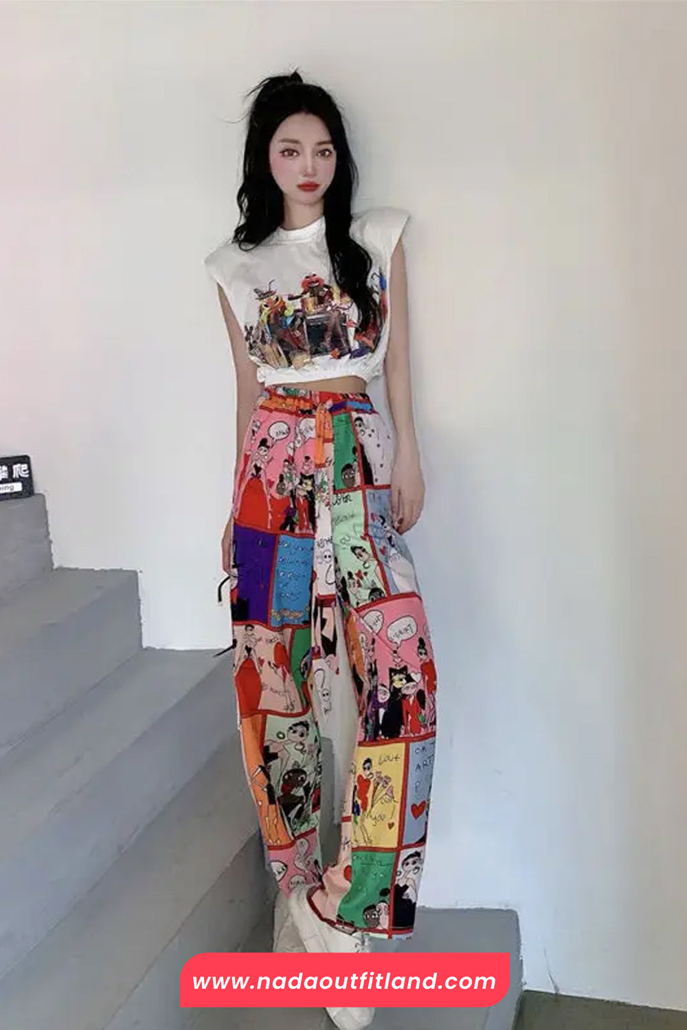 Cute Cartoon Comic Style Pattern Long Pants