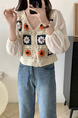 Long Sleeve Transparent  V-Neck Crochet Shirts