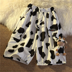 Cow Milk Pattern Sweet Casual Shorts Pants