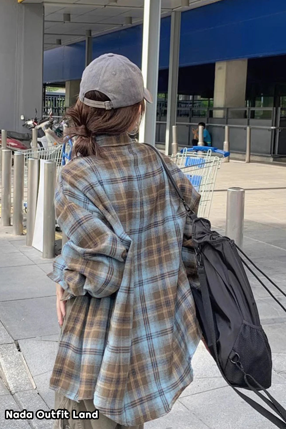 Long Sleeve Vintage Plaid Loose Blouse Shirts