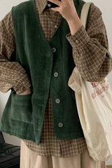 Retro Corduroy Vest Sleeveless Sweater