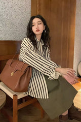 Long Sleeve Elegant Striped Classic Blouse Shirt