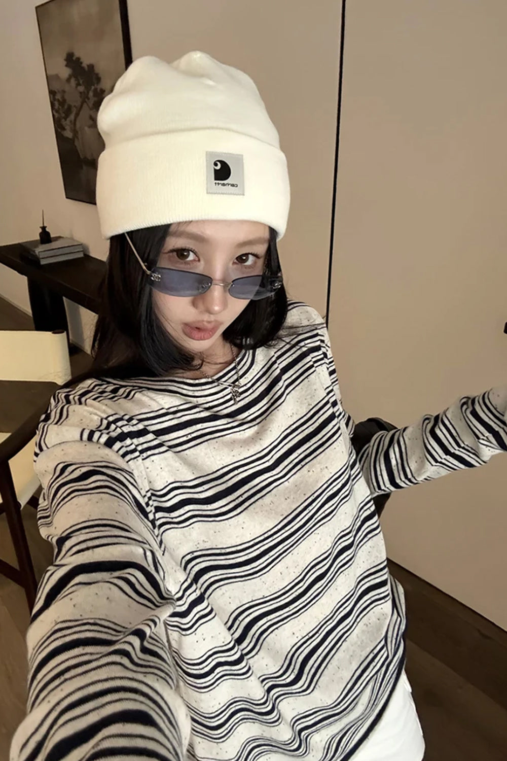 Long Sleeve O-Neck Harajuku Striped Shirt