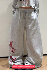 Loose Wide Leg Stars Pattern Home Wear Sweatpants