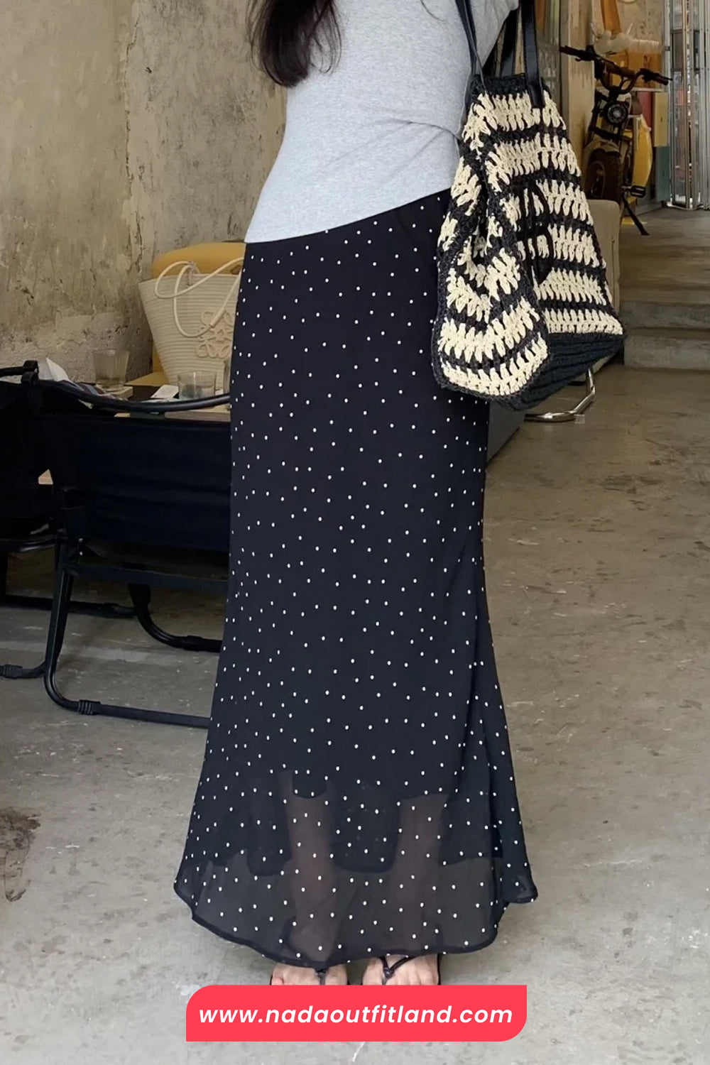 High Waist Polka Dots Pattern Slim Bodycon Mermaid Skirts