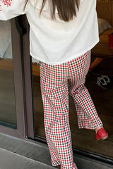 Loose Retro Plaid Ruffled Length Pants