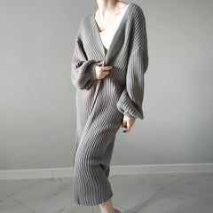 Long Loose Knitted Oversized Cardigan Sweater