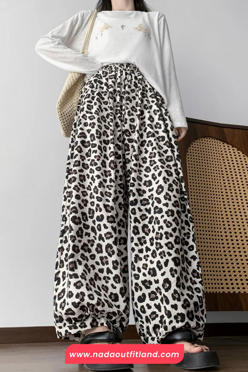Loose Vintage Hip Hop Leopard Patten Wide Leg Pants