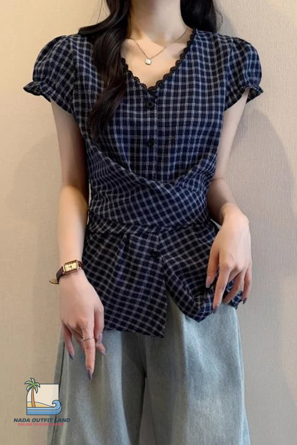 Cute V-Neck Back Bandage Style Slim Shirts
