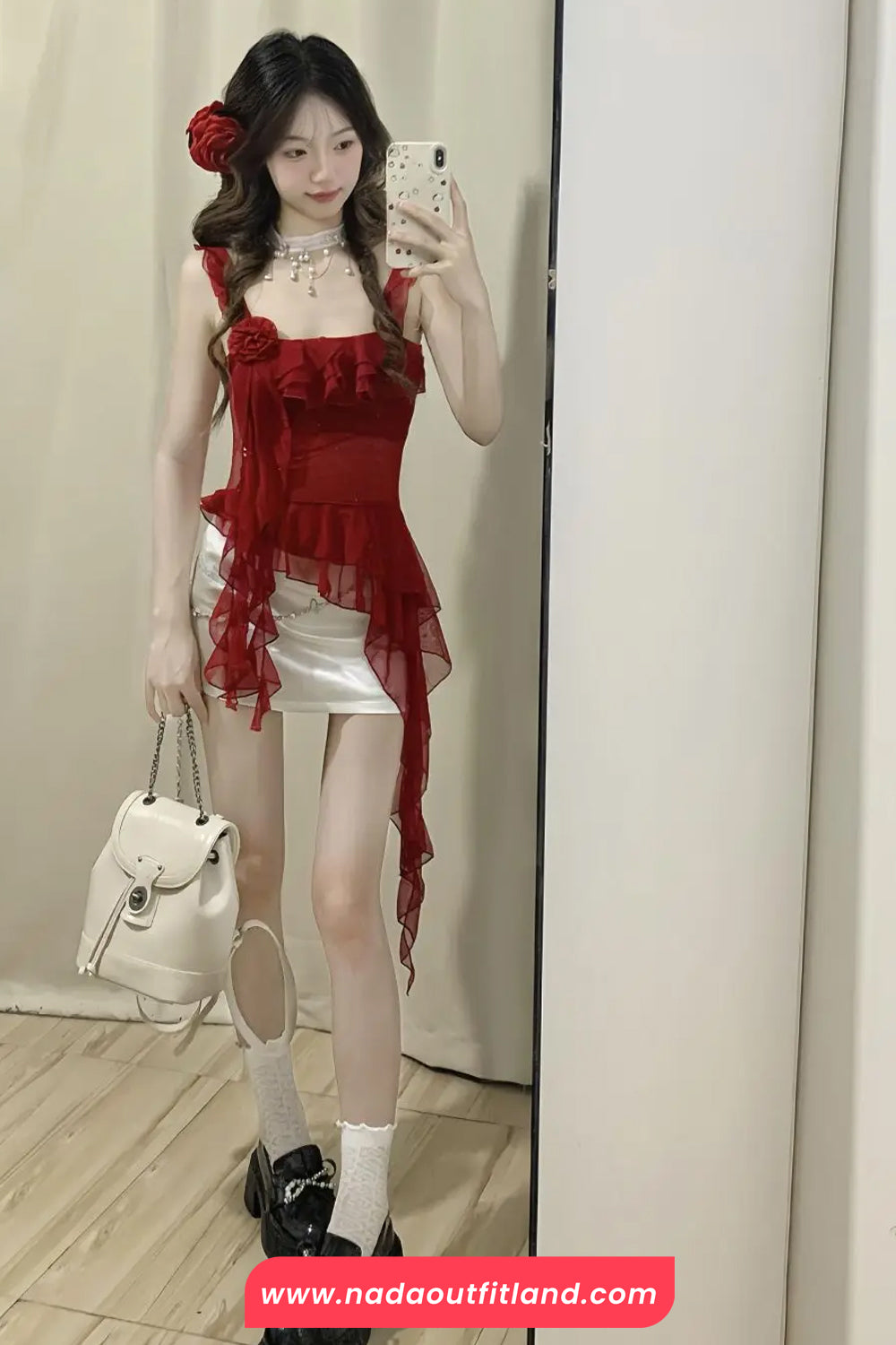 Sexy Sleeveless Irregular Red Crop Tops
