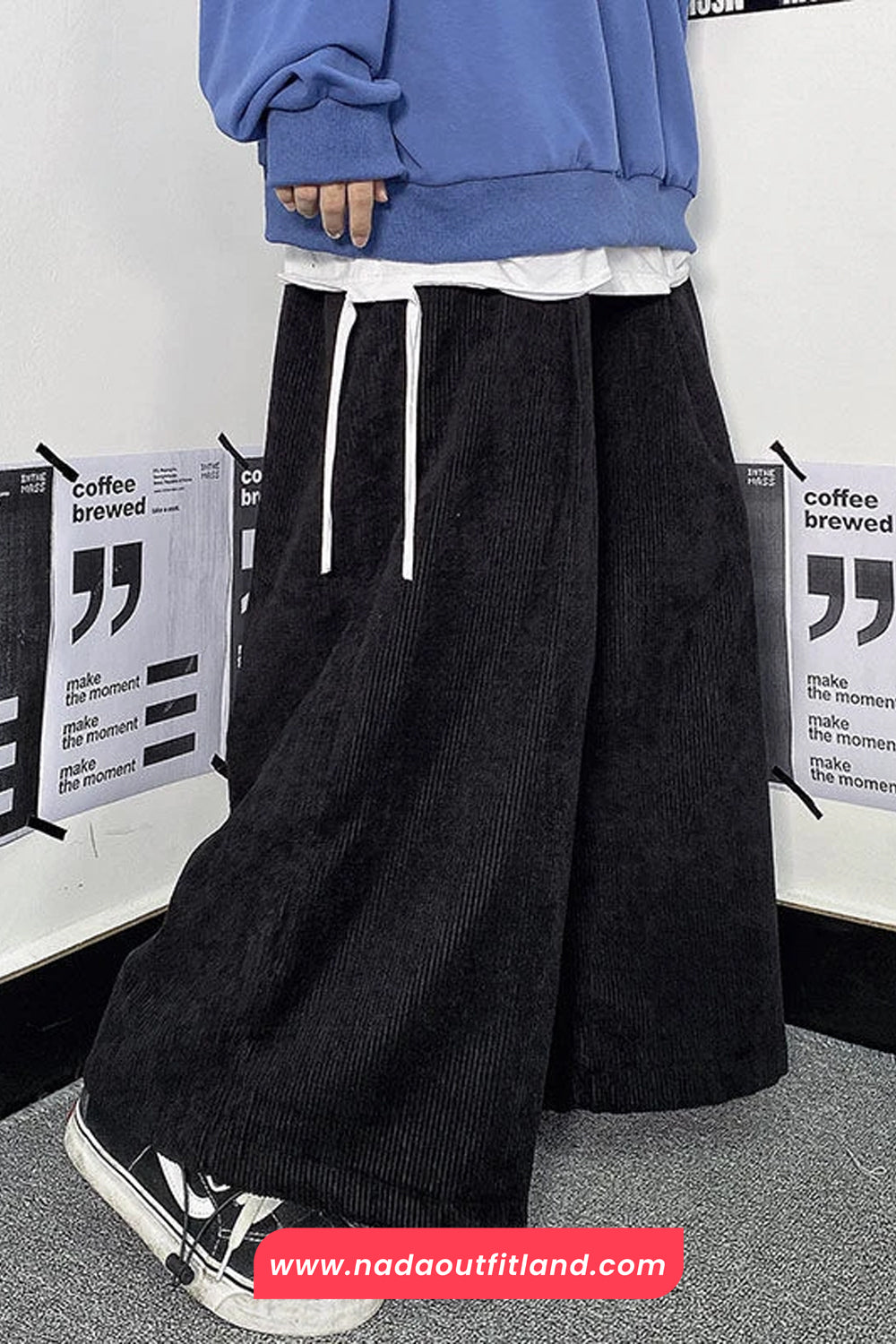 Loose Solid Corduroy Wide Leg Sweatpants
