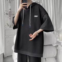 Short Sleeve Two Style Hooded Waffle Shirt