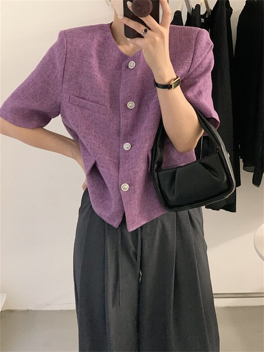Short Sleeve Elegant Slim Office Blazers