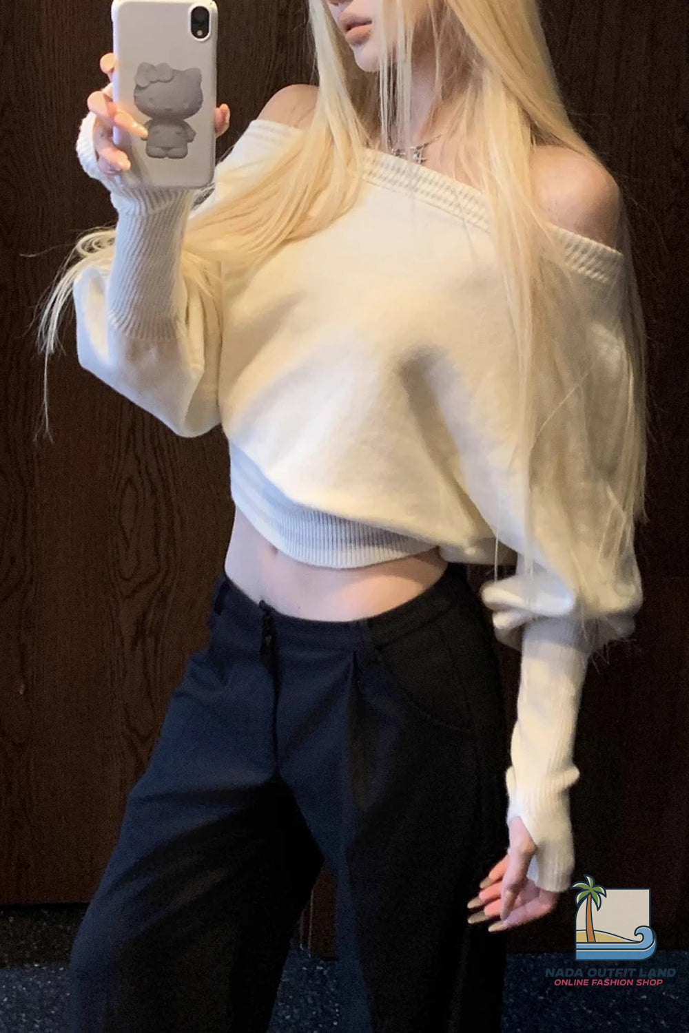 Long Sleeve Sexy One Shoulder Knitted Sweater