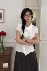 Short Sleeve Irregular Style Blouse Shirts