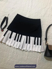 Retro Piano Pattern Mini Skirts