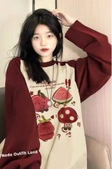 Long Sleeve Cute Mushroom Watermelon Casual Shirts