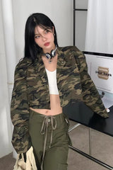 Long Sleeve Camouflage Pattern Sexy Cropped Jacket