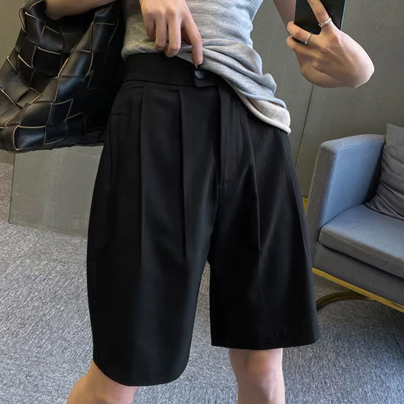High Waist Loose Straight Office Shorts Pants
