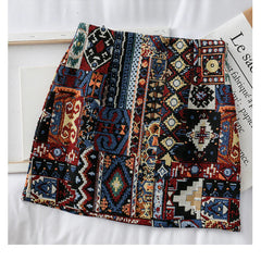 Boho Geometric Pattern A-Line Mini Skirts