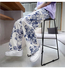 Loose Flowers Pattern Hip Hop Long Pants
