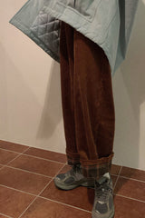Back Side Plaid High Waist Corduroy Long Pants