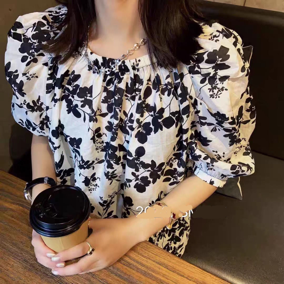 Sexy Slash Neck Floral Pattern Blouse Shirts