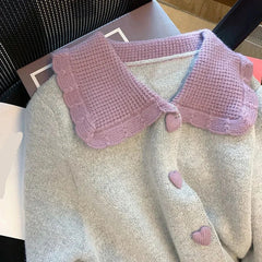 Love Button Peter Pan Collar Cardigan Sweater