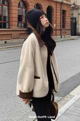 Loose Vintage Faux Wool Lapel Collar Jacket