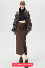 High Waist Sexy Folds Wrap Elegant Corduroy Skirts