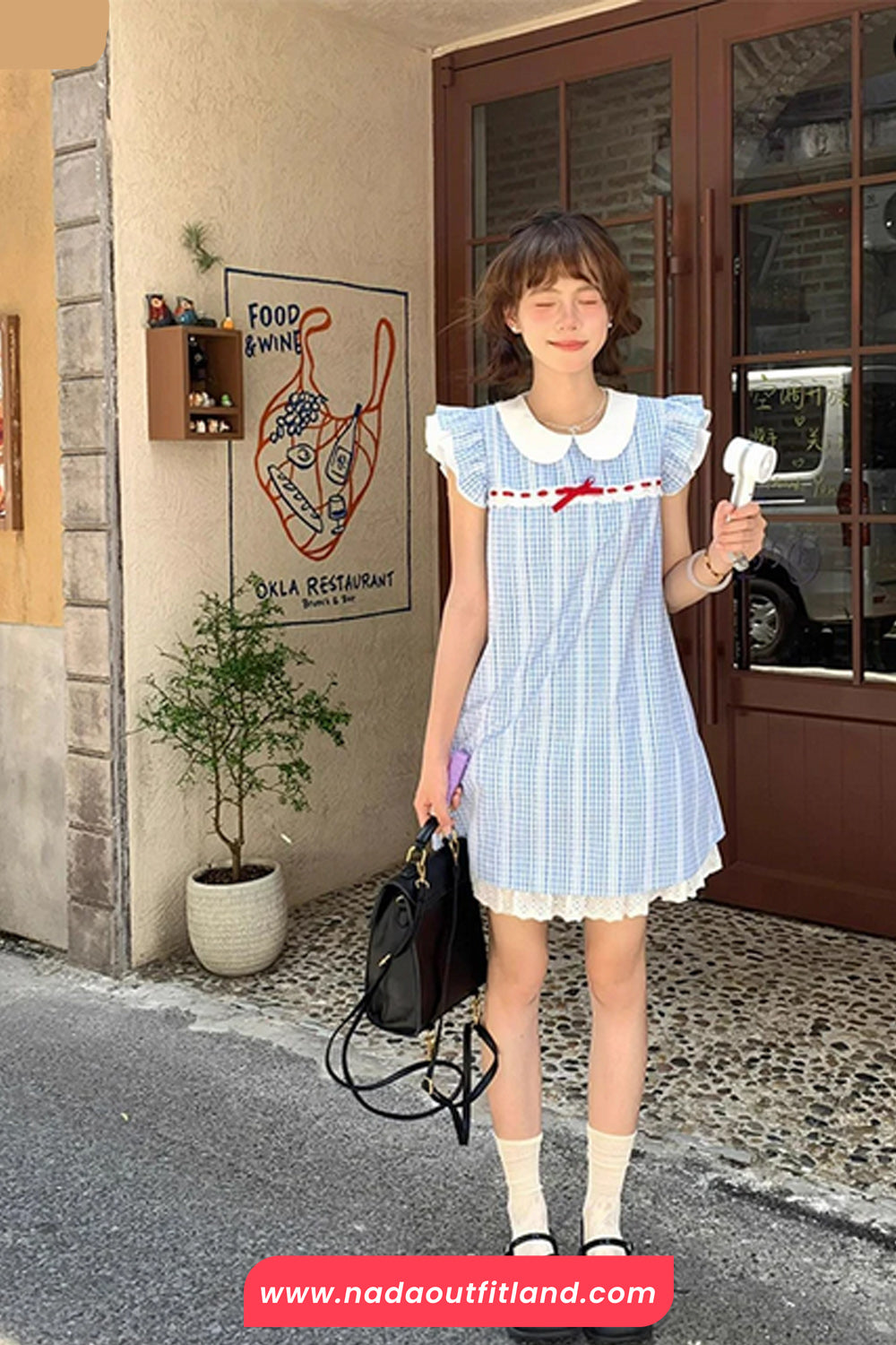 Sweet Peter Pan Collar Plaid Pattern Mini Dress