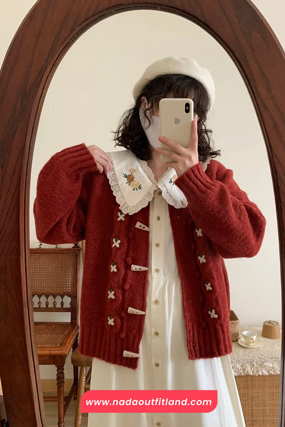 Long Sleeve Vintage Floral Embroidered Cardigan Sweater