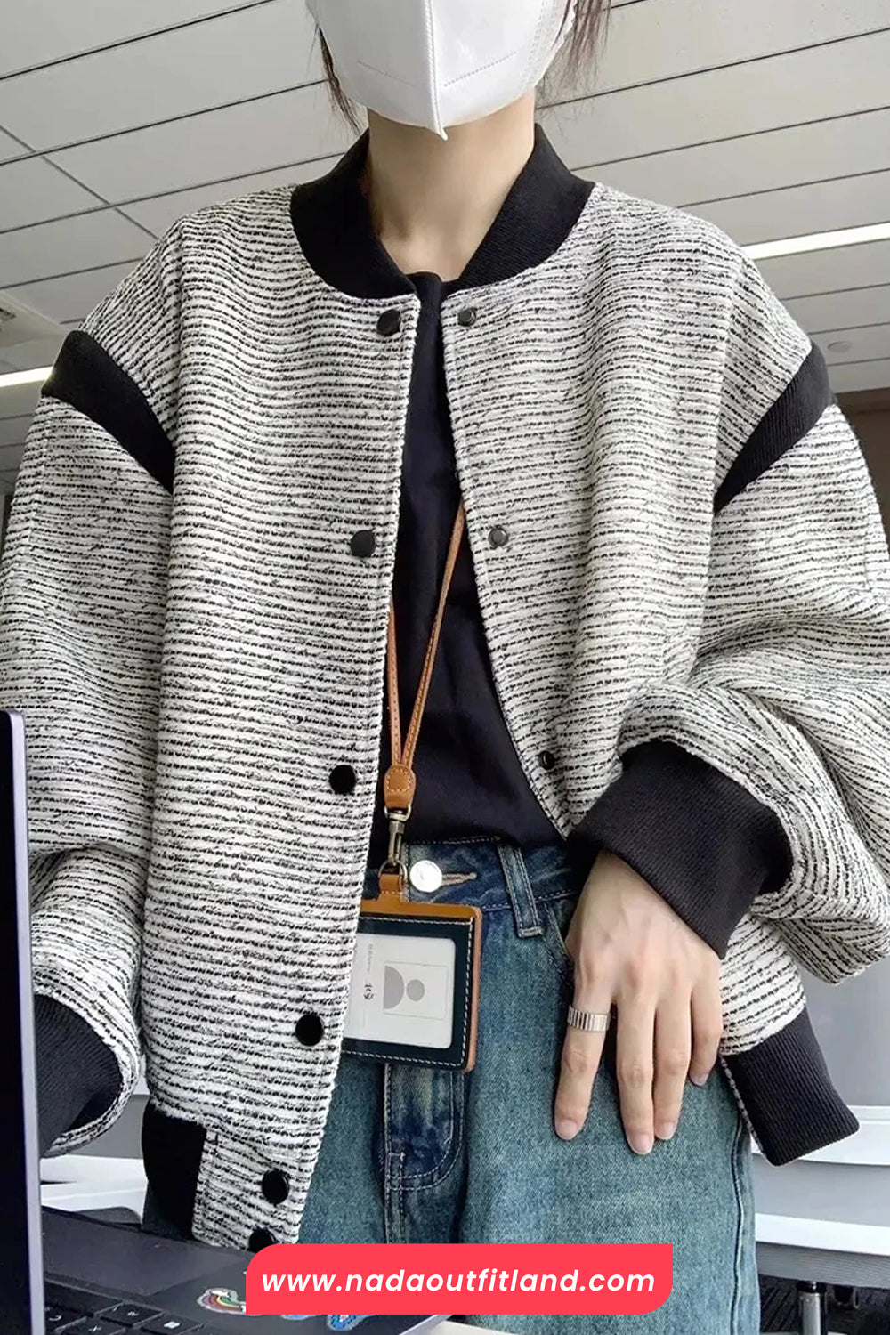 Loose Striped Style Casual Baseball Jacket