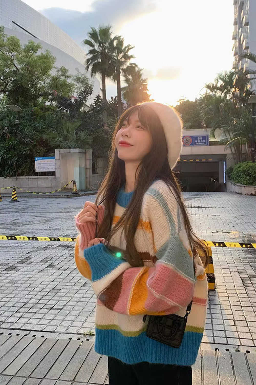 Long Sleeve Cute Knitted Striped Sweater