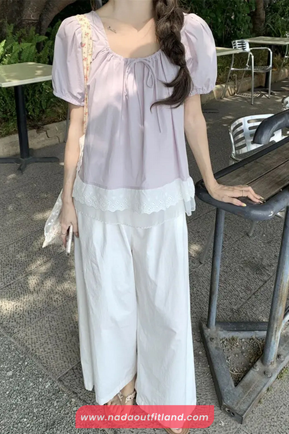Puff Sleeve Lace Spliced Summer Blouse Shirt