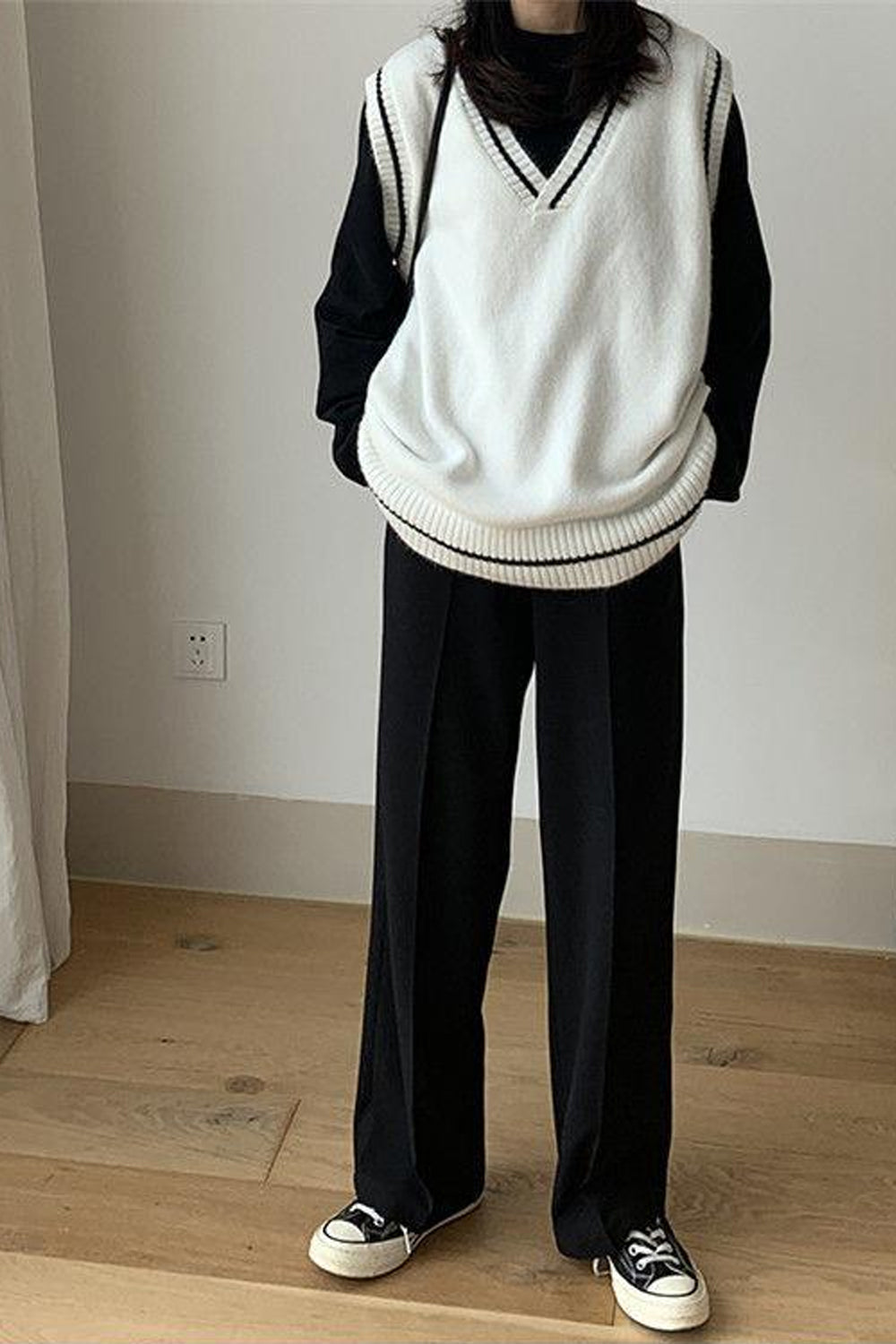 Simple Retro Colors Knitted Vest Sweater