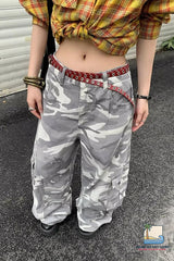 Loose Washed Camouflage Cargo Pockets Pants
