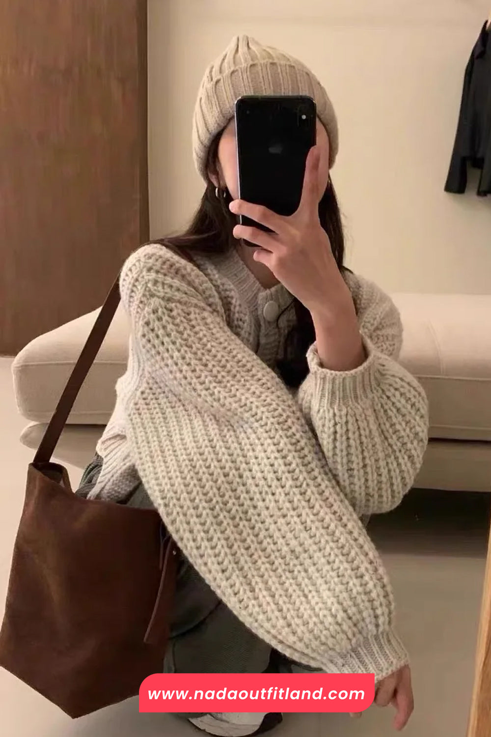 Long Sleeve Knitted Short Cardigan Sweater