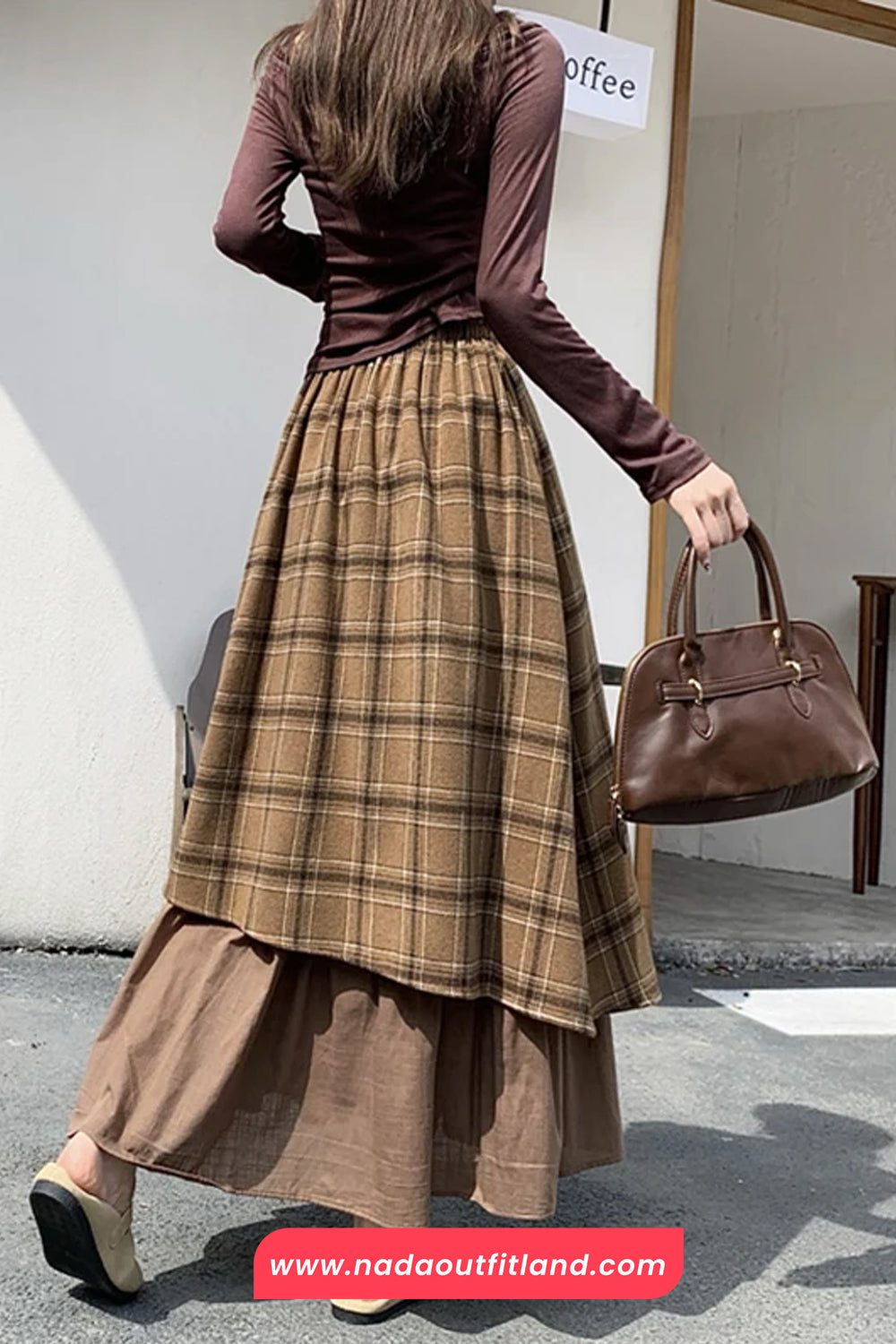 Vintage A-Line Plaid Patchwork Asymmetrical Skirts